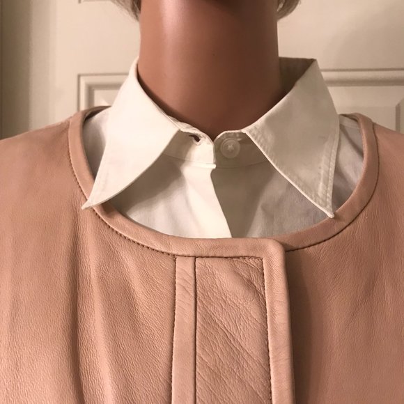 Nordstrom Leather Jacket with belt and closure with 5 hidden buttons. - Picture 4 of 12